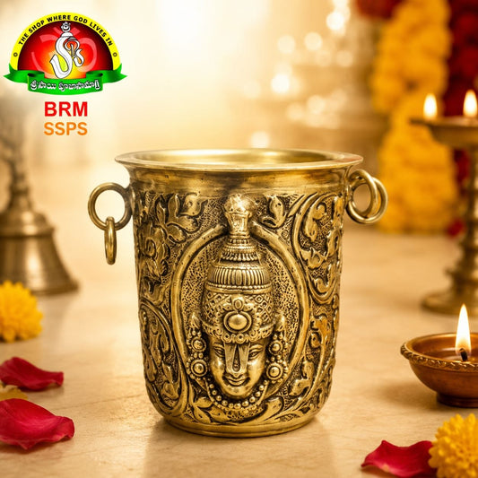 Brass Antique Balaji & Lakshmi Design Glass – Premium Spiritual