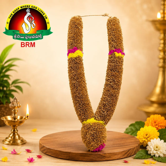 Natural Vattiverla Mala (Vetiver Root Garland) | Premium Pooja & Temple Decoration | Available in 1–5 Feet