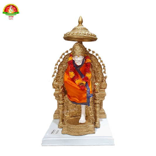 Premium Brass Powder Sai Baba Idol 16inch – Elegant Spiritual Statue for Home Temple