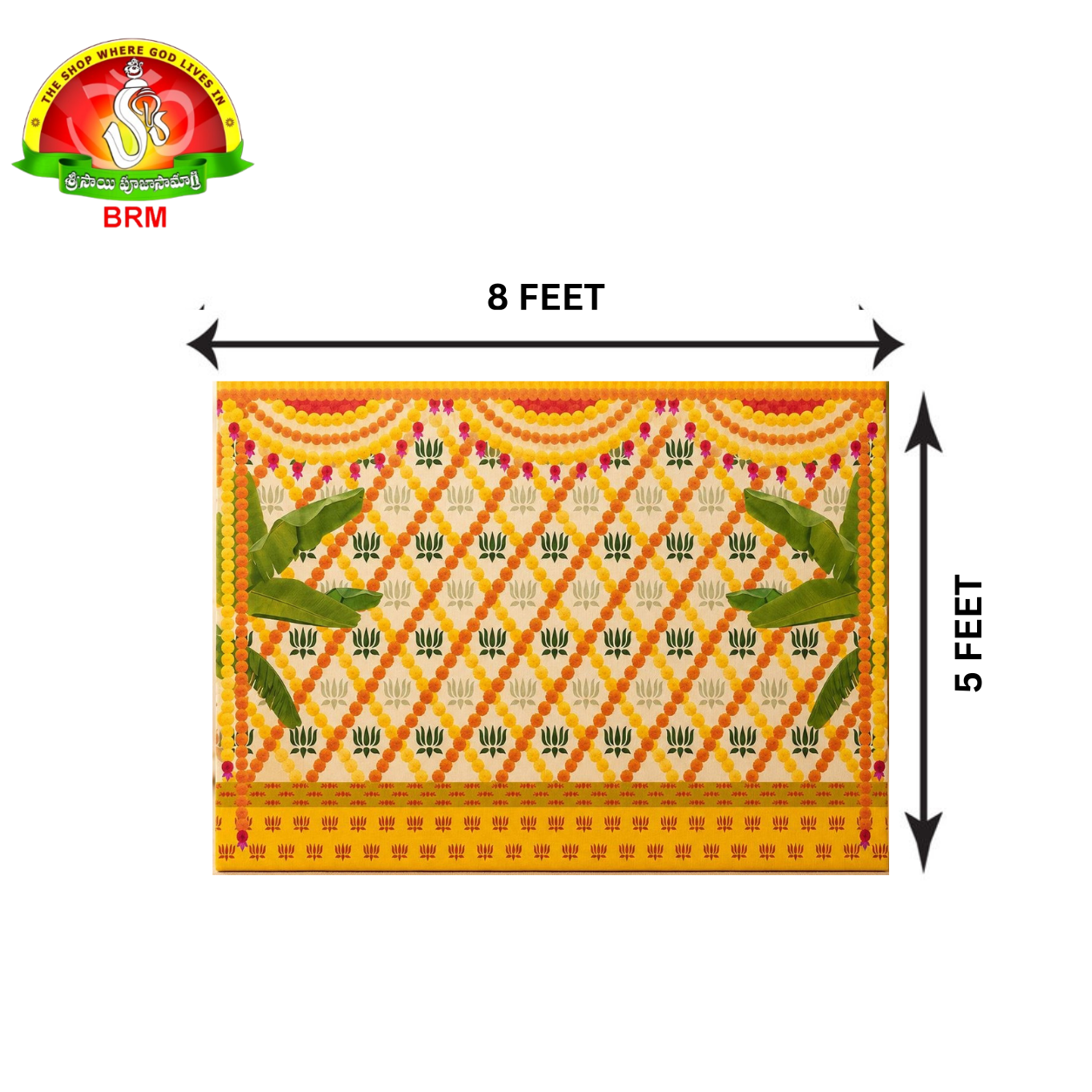 Pelli & Pooja Door Decoration Backdrop | Banti Puvvulu, Thoranam & Arati Chettu Design | 8×5 Ft