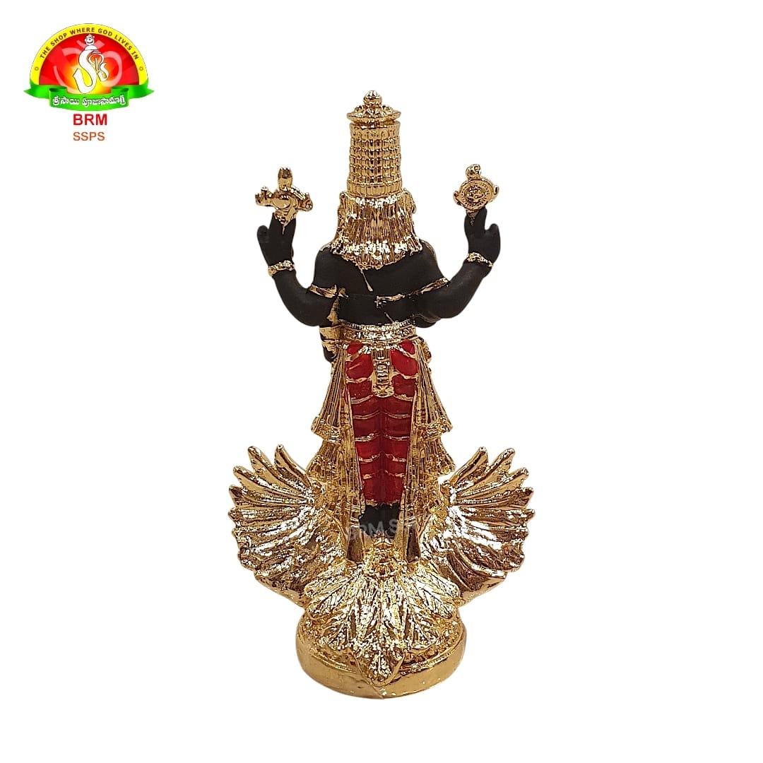 Gold Plated Balaji with Garuda Idol for Pooja & Temple Decor