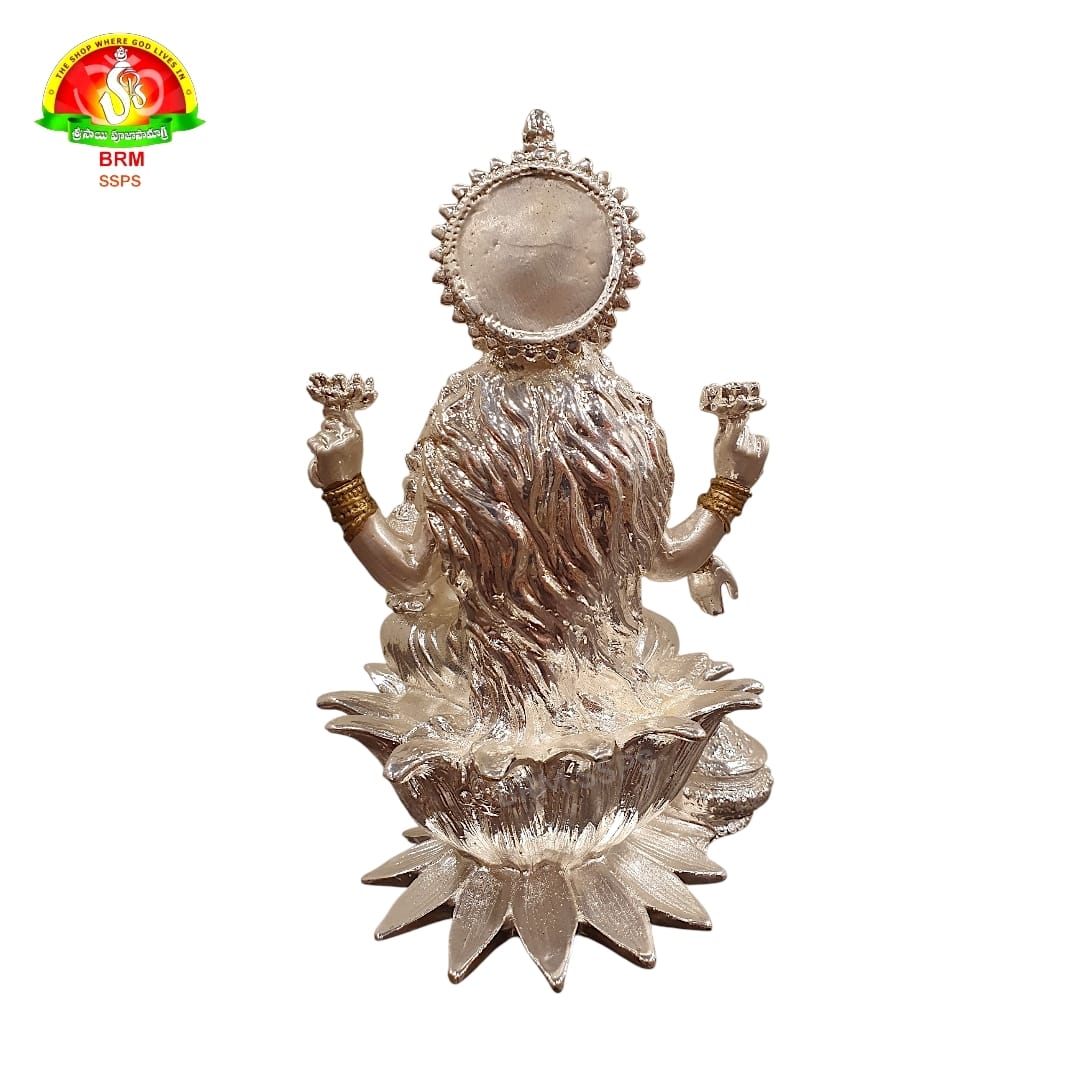 Pure Silver Plated Lakshmi Idol for Pooja, Temple & Spiritual Decor