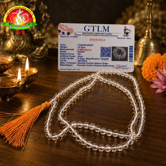 Natural Sphatika Mala 6mm Round Beads – Certified Mala