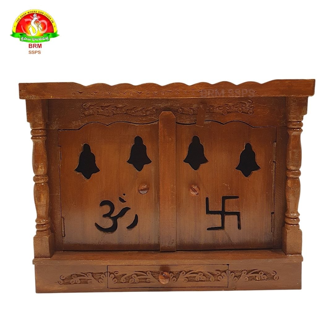 Wooden Mandiram With Doors – 18 × 24 × 12 inch Pooja Temple