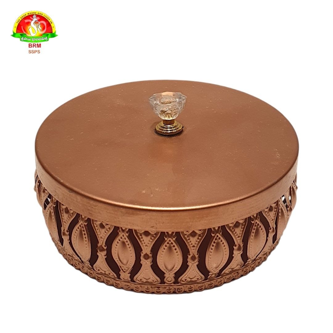Premium Metal Fancy Storage Box with Copper Coating – Decorative Multipurpose Gift Box