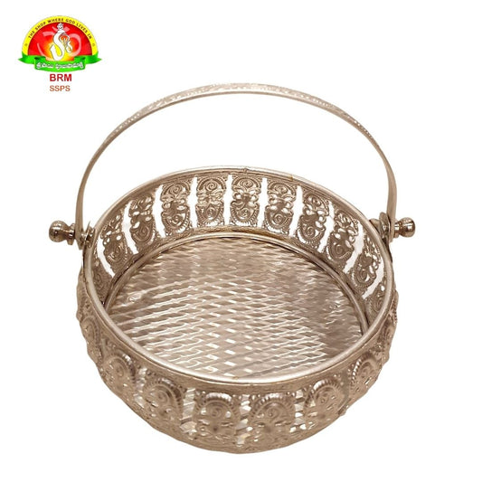 Premium Metal Fancy Basket with Handle – Decorative Dry Fruit & Gift Basket