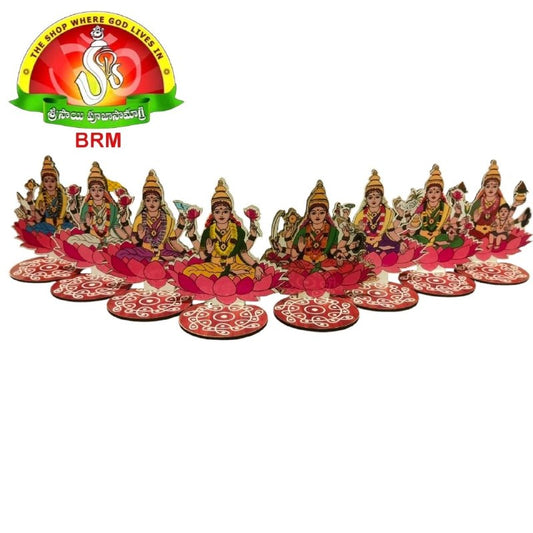 Ashtalakshmi Wooden Stand Set featuring the Eight Divine Forms of Goddess Lakshmi Devi's