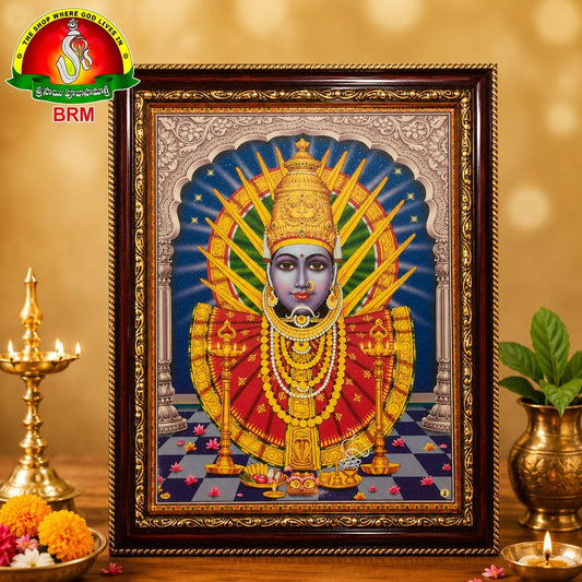 Goddess Yellamma Matte Finish Photo Frame – 14 x 10 Inch | Divine Yellamma Devi Wall Frame for Home Temple