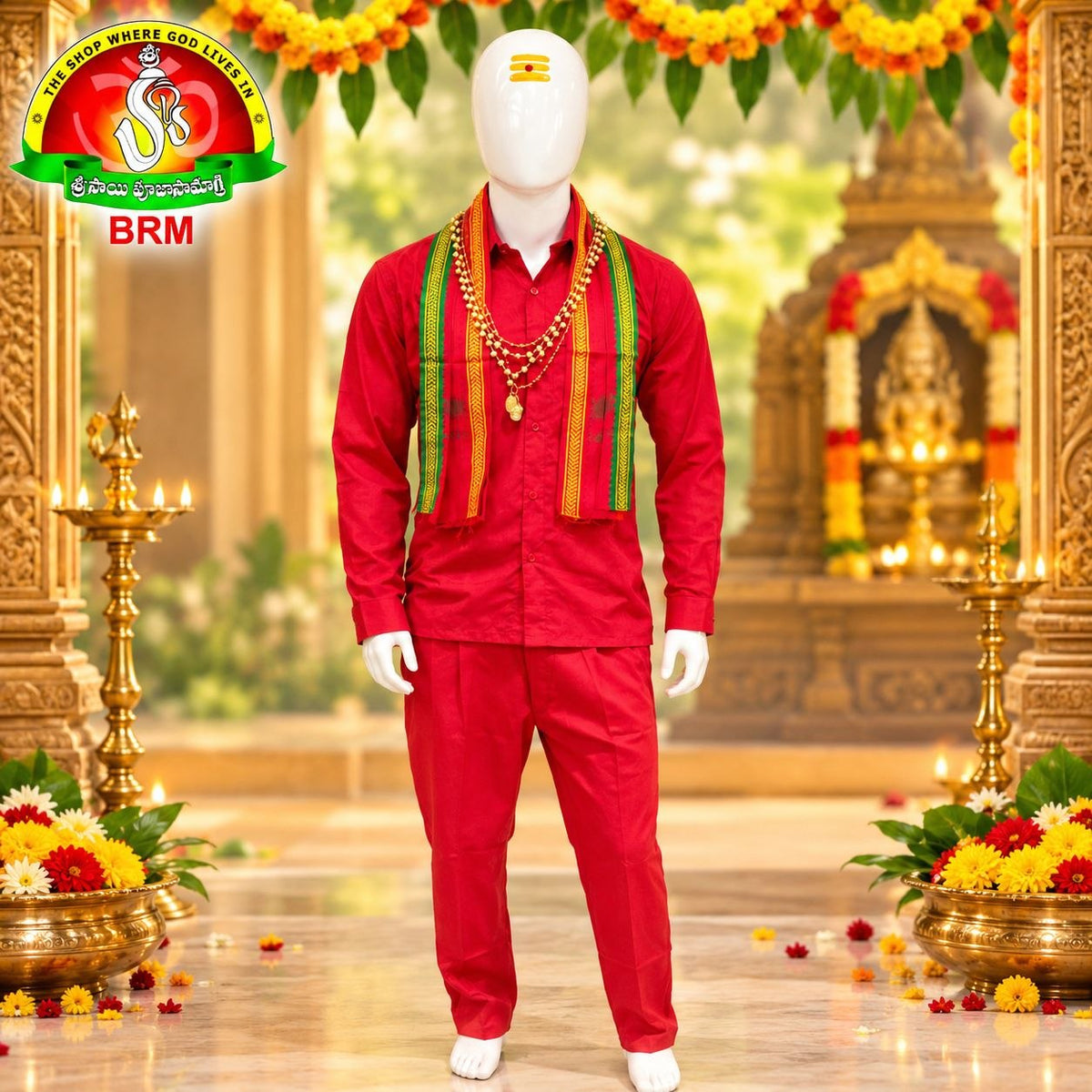 Red Shirt for Durga Devi Dhicha Mala | Goddess Devi Dhich Shirt | Multiple Sizes 28 to 54 Inches