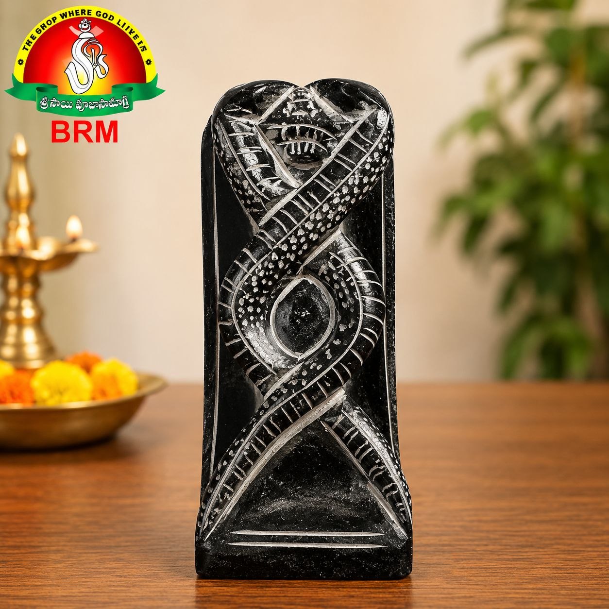 Black Stone Janta Nagulu (Twin Serpent Idol) – 12.5 × 5 Inch | Premium Handcrafted Sacred Idol