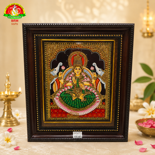 Premium Tanjavur Lakshmi Photo Frame – Traditional 24-Carat Gold Painting