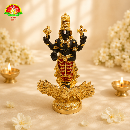 Gold Plated Balaji with Garuda Idol for Pooja & Temple Decor