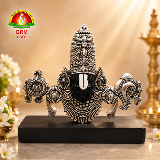 Premium Balaji Face Idol for Home Décor – Pure Silver Plated Antique Finish