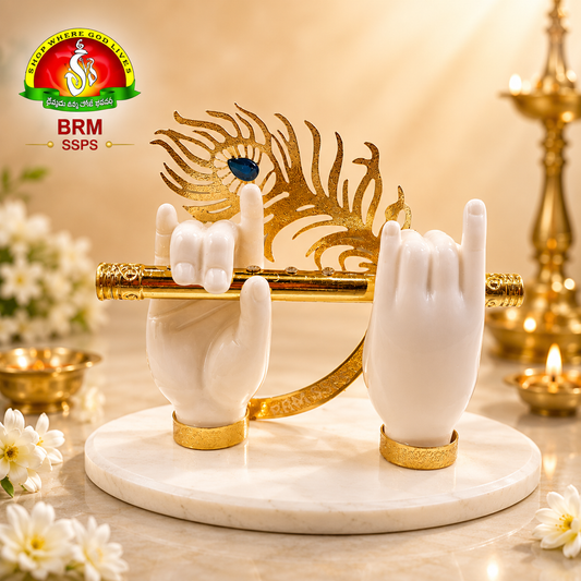 Pure Marble Krishna Hands with Flute for Home Décor – Premium Finish