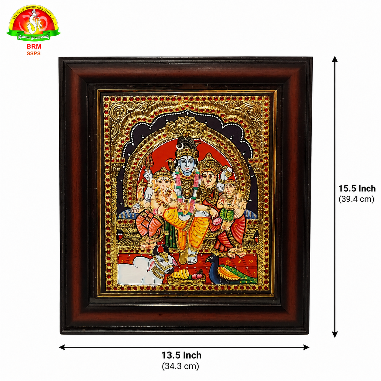 Premium Tanjavur Shiva Family Photo Frame– Premium Traditional 24-carat gold painting