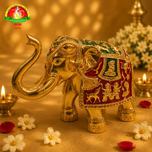 Premium Gold Plated Meenakari Elephant Idol for Vastu & Spiritual Decor
