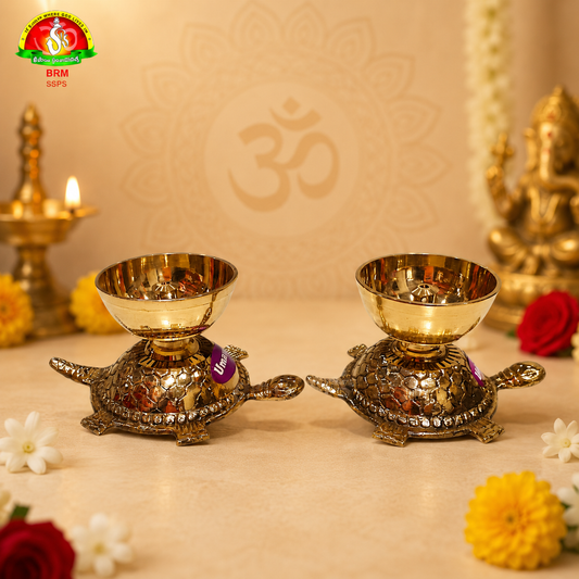 Premium Brass Tortoise Deepam – 5cm Traditional Pooja Lamp