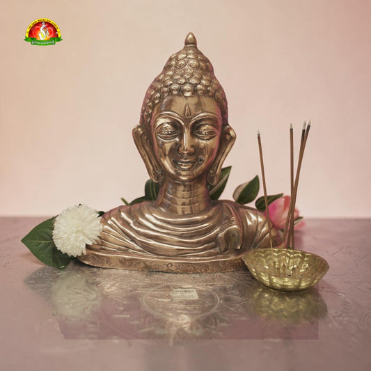 Premium Black Metal Buddha Face Idol – 14inch Elegant Spiritual Home Décor Statue