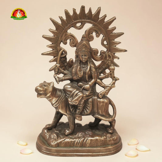 Premium Black Metal Durga Matha Idol – 10inch Elegant Goddess Durga Statue for Home Décor & Pooja