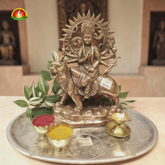 Premium Black Metal Durga Matha Idol – 13inch Elegant Goddess Durga Statue for Home Décor & Pooja