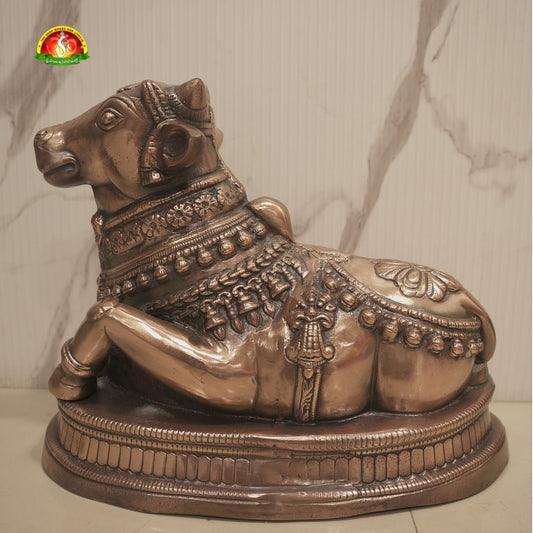 Premium Black Metal Nandhi Idol – 14inch Sacred Nandi Statue for Home Décor & Pooja