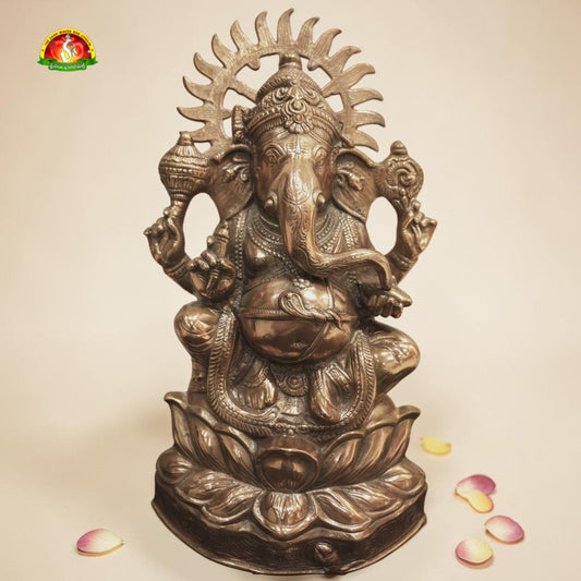 Premium Black Metal Ganesh Idol – 24inch Large Decorative Ganesha Statue for Home & Office