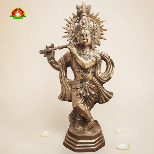 Premium Black Metal Krishna Idol – 24inch Elegant Lord Krishna Statue for Home Décor & Pooja