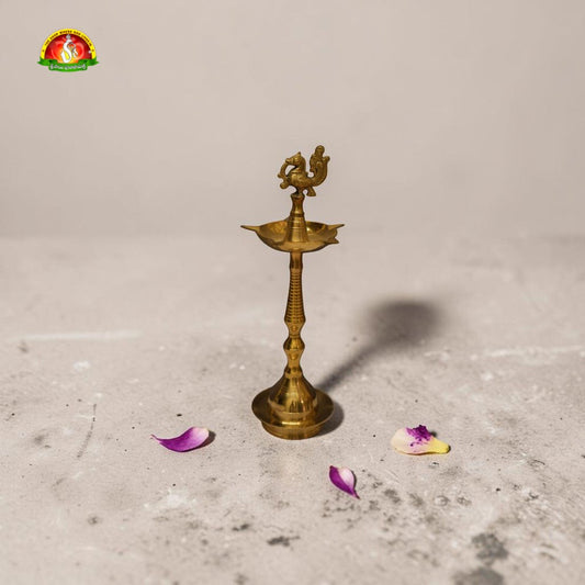Brass Kerala Fancy Deepam with Peacock for Pooja & Temple Decor