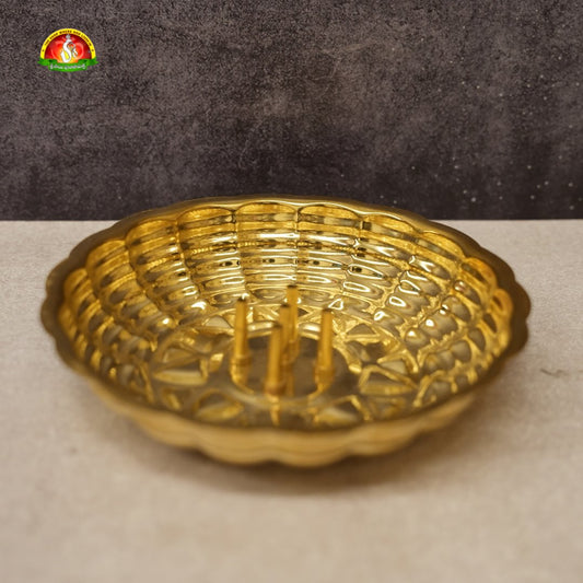 Brass Plate Agarbathi Stand – Traditional Incense Holder for Pooja