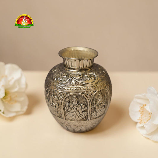 Premium German Silver Ashta Lakshmi Lota Kalash for Pooja – Fine 1st Quality
