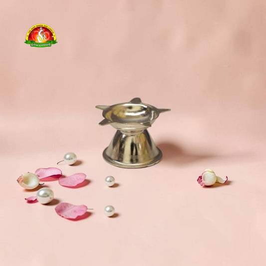 German Silver Deepam – Traditional Decorative Pooja Diya for Home & Temple