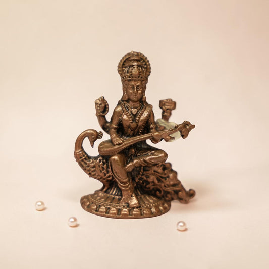 Original Panchaloha Saraswathi Idol – Sacred Goddess of Wisdom for Pooja