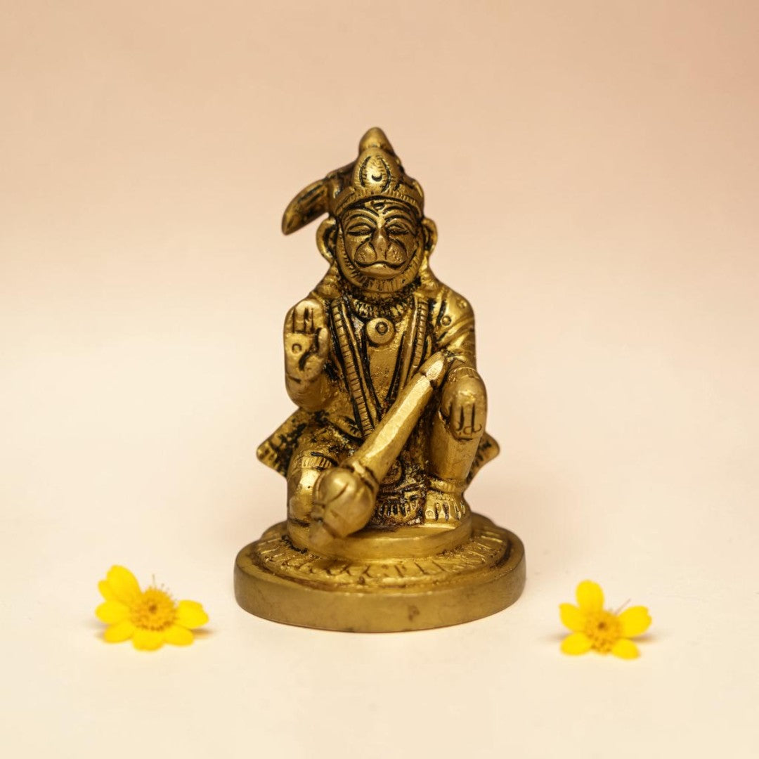 Hanuman Brass Idol for Home Temple – Premium Brass Murti (7.5cm, 278g)