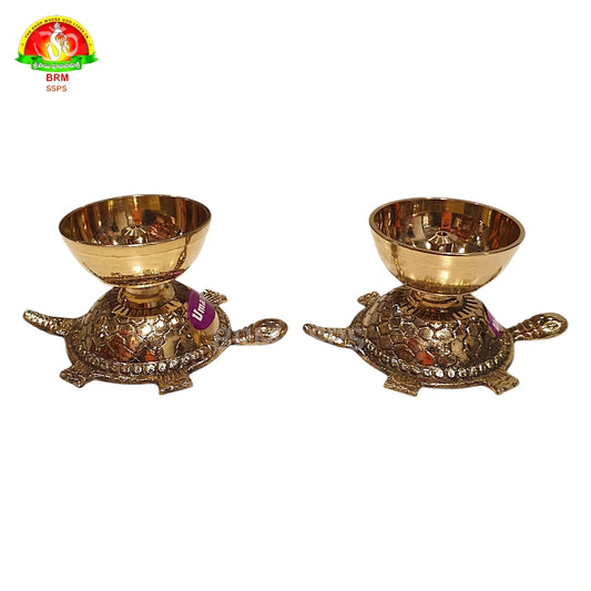 Premium Brass Tortoise Deepam – 5cm Traditional Pooja Lamp