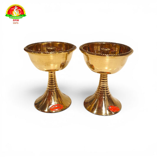 Premium Brass Nanda Deepam – 8cm Traditional Pooja Oil Lamp