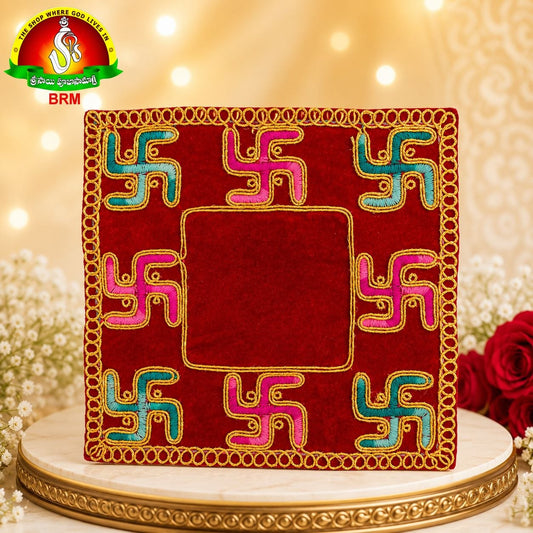 Swastik Design Velvet Pooja Asanam