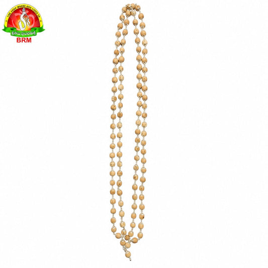 Natural Tulasi Mala with Silver-Plated Cups for Ayyappa Deeksha