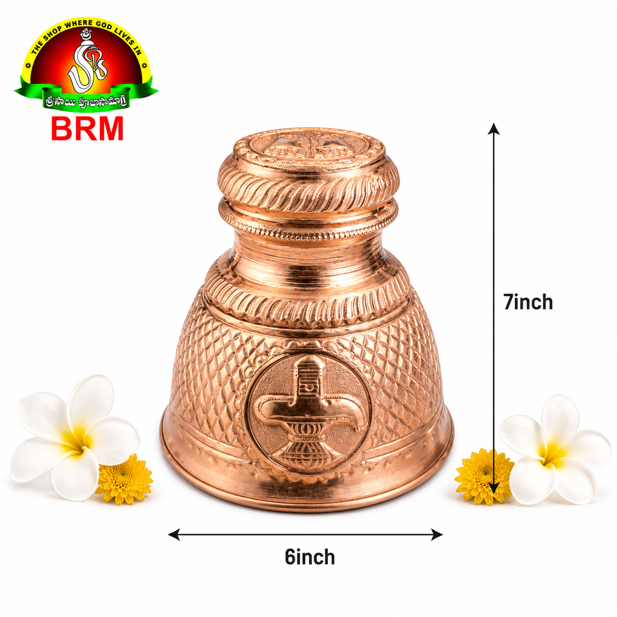 Copper Shatha Gopuram with Shivalingam, Trishulam & Om Carving