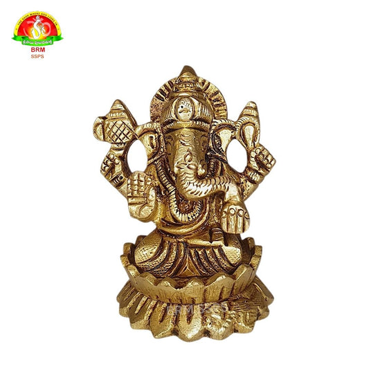 Brass Ganesh Idol for Home & Pooja – 6.5cm Sacred Murti