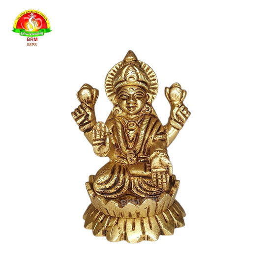 Brass Lakshmi Devi Idol for Home & Pooja – Premium Brass Murti (6.5cm)