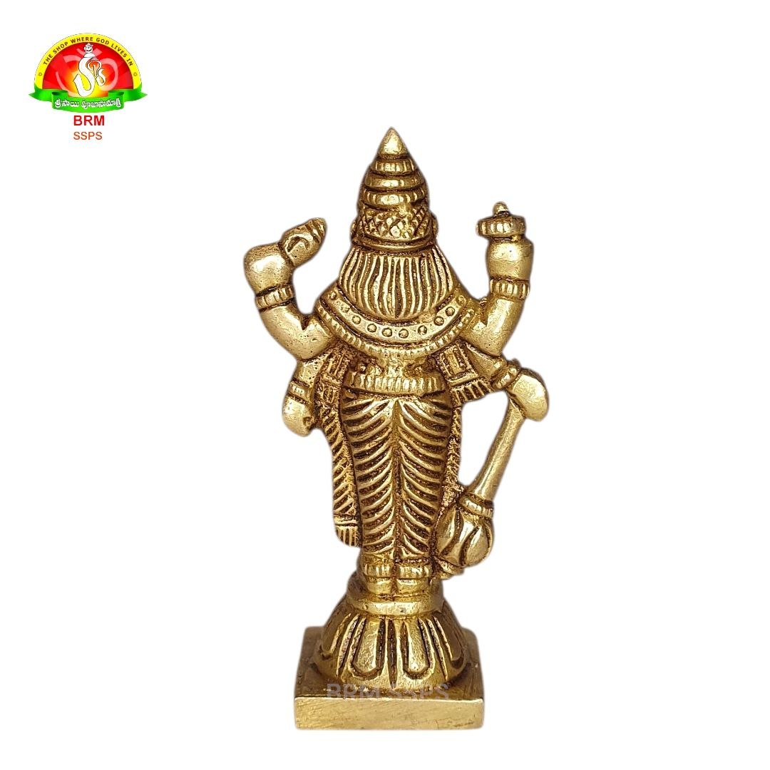 Brass Sathyanarayana Swamy Idol for Home & Pooja – Premium Brass Murti (9cm)