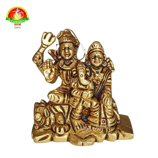 Brass Shiva Family Idol for Home & Pooja – Premium Brass Murti (7cm)