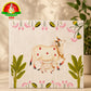 Gomata with Lotus Plants & Banana Plants Design Backdrop Cloth – White Background | 8 × 8 Feet