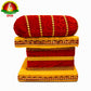 Fancy Velvet Simhasanam Sofa for Varalakshmi Vratham | Yellow & Red with Gold Border