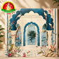 Royal Pichwai Haveli Pooja Backdrop Cloth | Mughal Garden Arch Design | 8×8 Feet