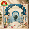 Royal Pichwai Haveli Pooja Backdrop Cloth | Mughal Garden Arch Design | 8×8 Feet
