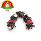 Detachable Foam Flower Arch for Pooja Decoration | Red, White, Deep Violet & Pink Plastic Flowers with Green Leaves