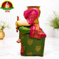 Varalakshmi Devi Idol Body Stand with Pink & Green Saree | Ammavari Alankaram Wooden Peeta Stand