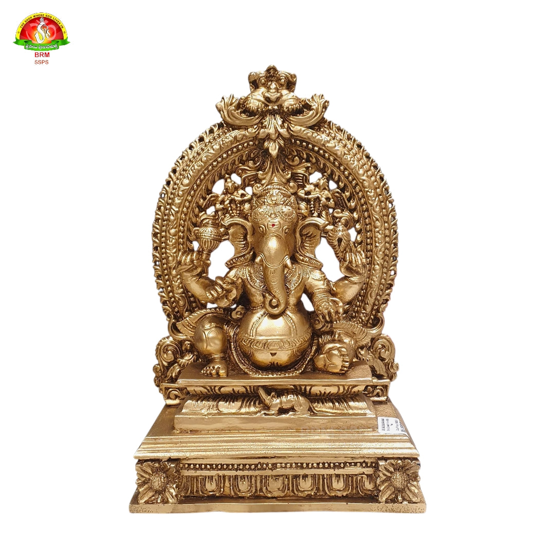 Premium Pure Brass Powder Ganesh Idol –14inch Elegant Spiritual Statue for Home Temple