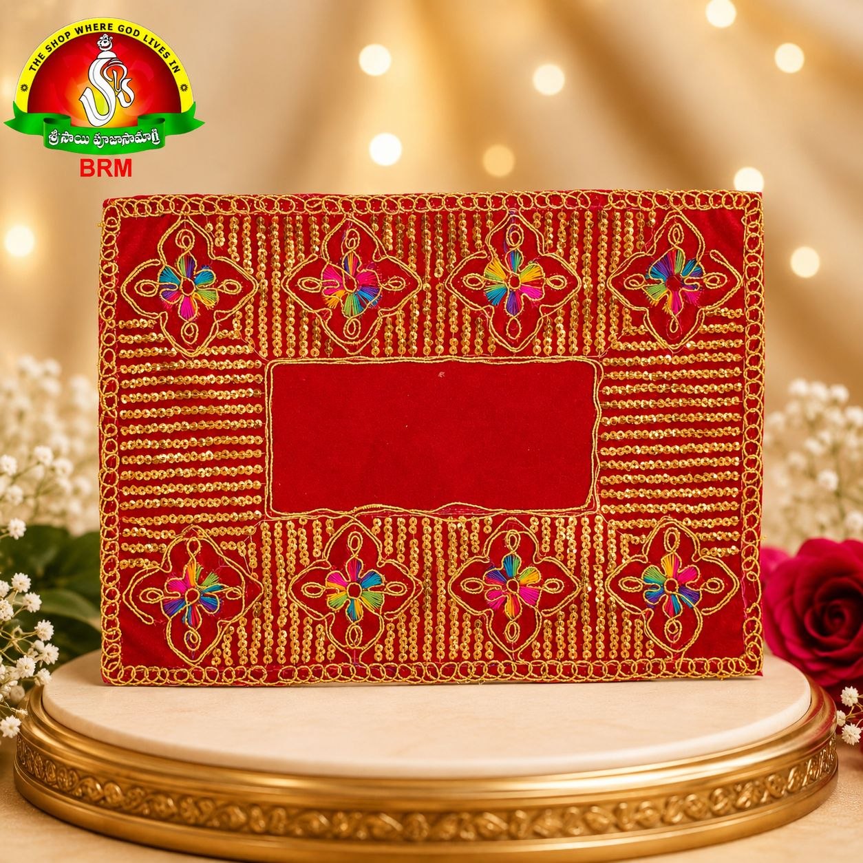 Floral Design Velvet Pooja Asanam